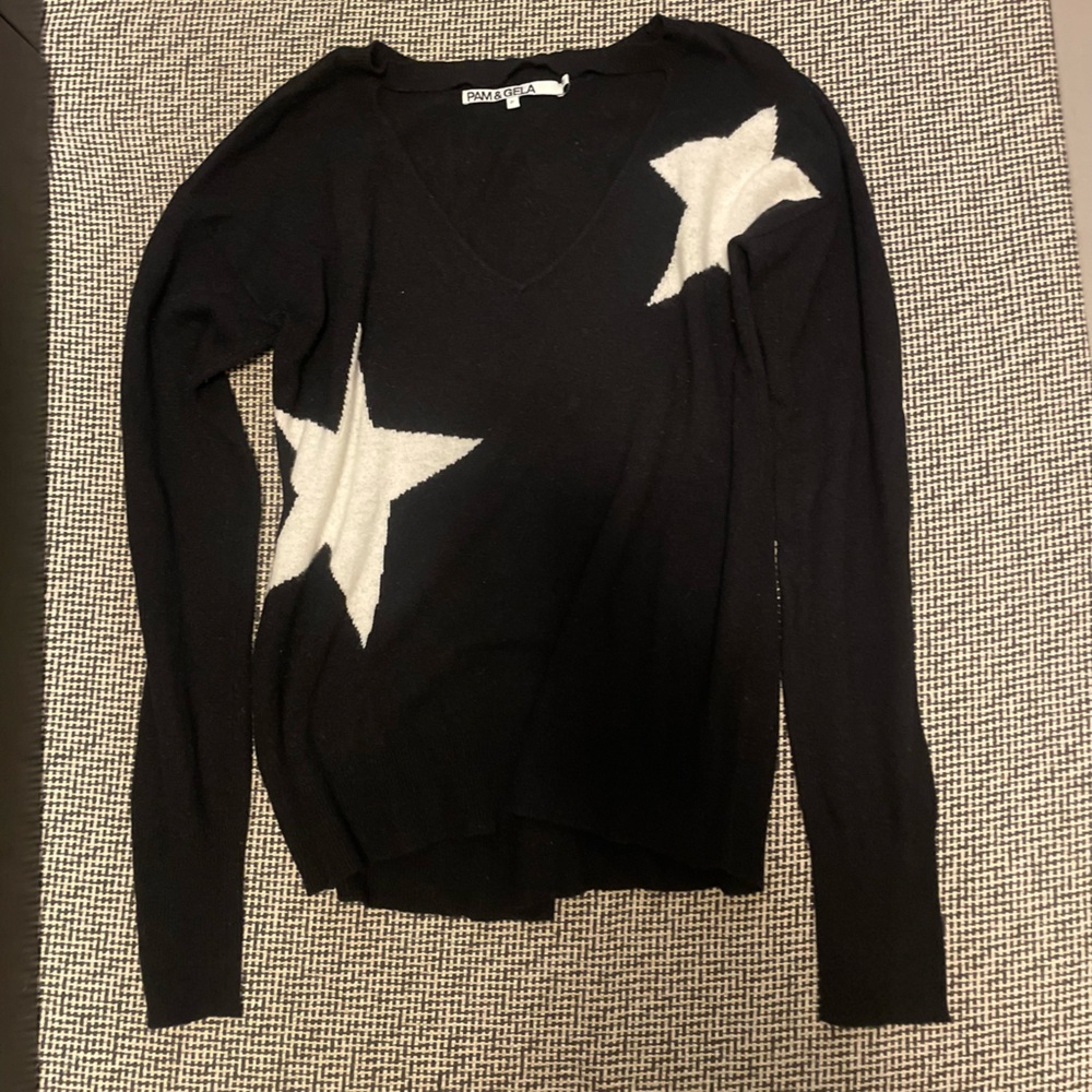 Pam & Gela Black Sweater with White Stars